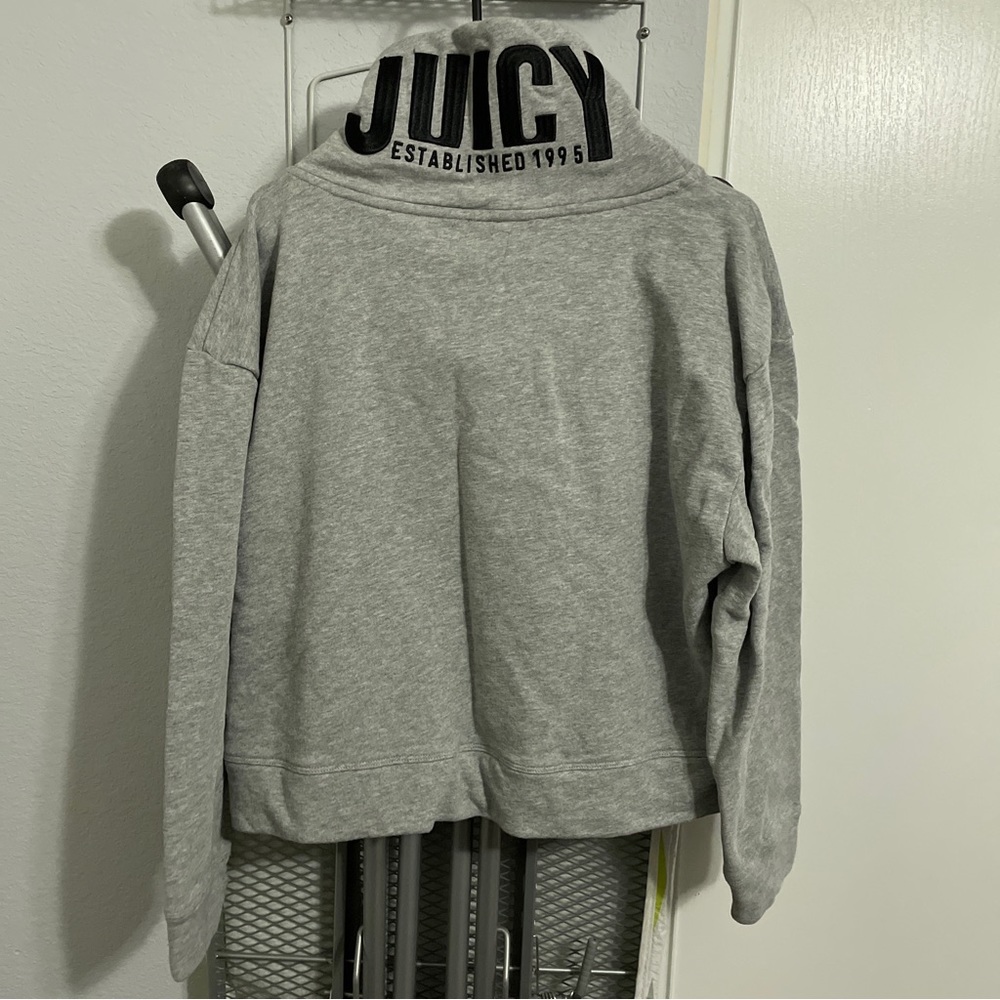 juicy couture high collar half zip gray sweater top XL